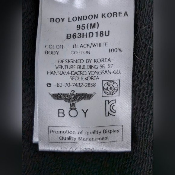 Boy London UK 1976 Reflective Street Hoodie Men's Medium Black - Picture 12 of 12